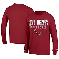 Men's Champion  Cardinal Saint Joseph's Hawks Icon Logo Basketball Jersey Long Sleeve T-Shirt