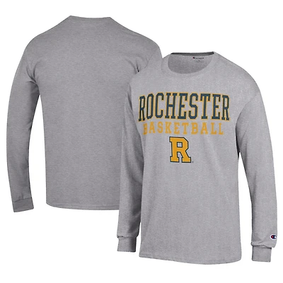 Men's Champion  Gray Rochester Yellow Jackets Icon Logo Basketball Jersey Long Sleeve T-Shirt
