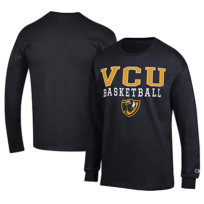 Men's Champion  Black VCU Rams Icon Logo Basketball Jersey Long Sleeve T-Shirt