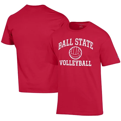 Men's Champion Cardinal Ball State Cardinals Icon Logo Volleyball Jersey T-Shirt