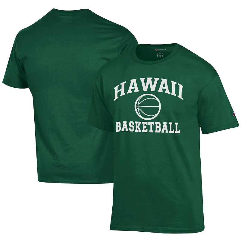 Men's Champion  Green Hawaii Rainbow Warriors Icon Logo Basketball Jersey T-Shirt