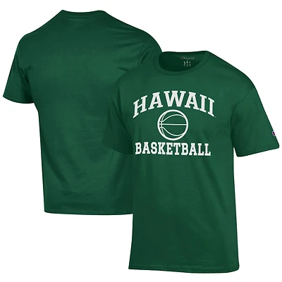 Men's Champion  Green Hawaii Rainbow Warriors Icon Logo Basketball Jersey T-Shirt