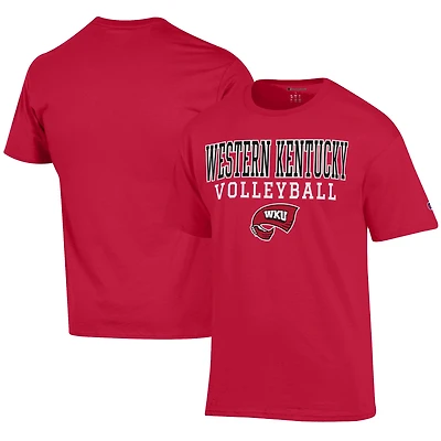 Men's Champion  Red Western Kentucky Hilltoppers Icon Logo Volleyball Jersey T-Shirt