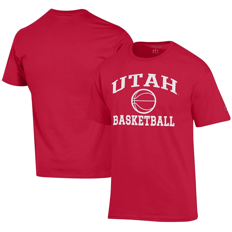 Men's Champion Red Utah Utes Icon Logo Basketball Jersey T-Shirt