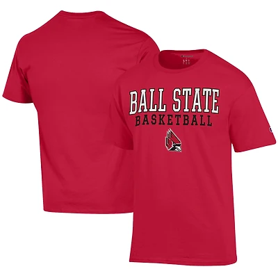 Men's Champion  Cardinal Ball State Cardinals Icon Logo Basketball Jersey T-Shirt