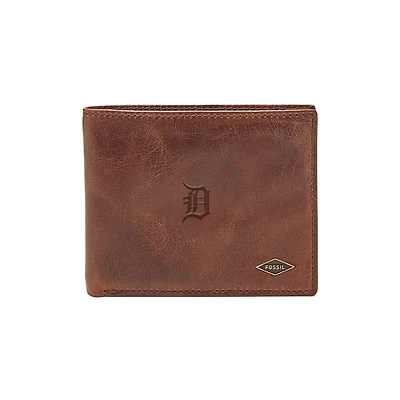 Fossil Brown Detroit Tigers Ryan RFID Flip ID Bifold