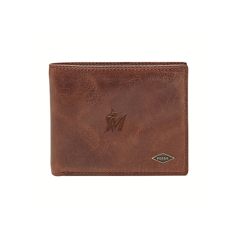Fossil Brown Miami Marlins Ryan RFID Flip ID Bifold