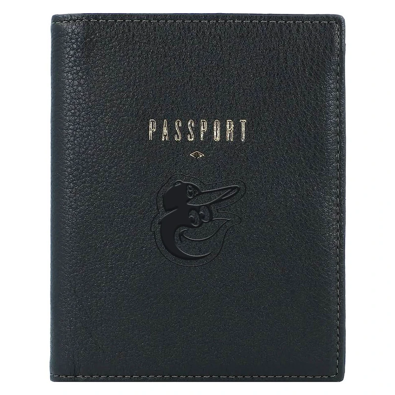 Fossil Black Baltimore Orioles Travel RFID Passport Case