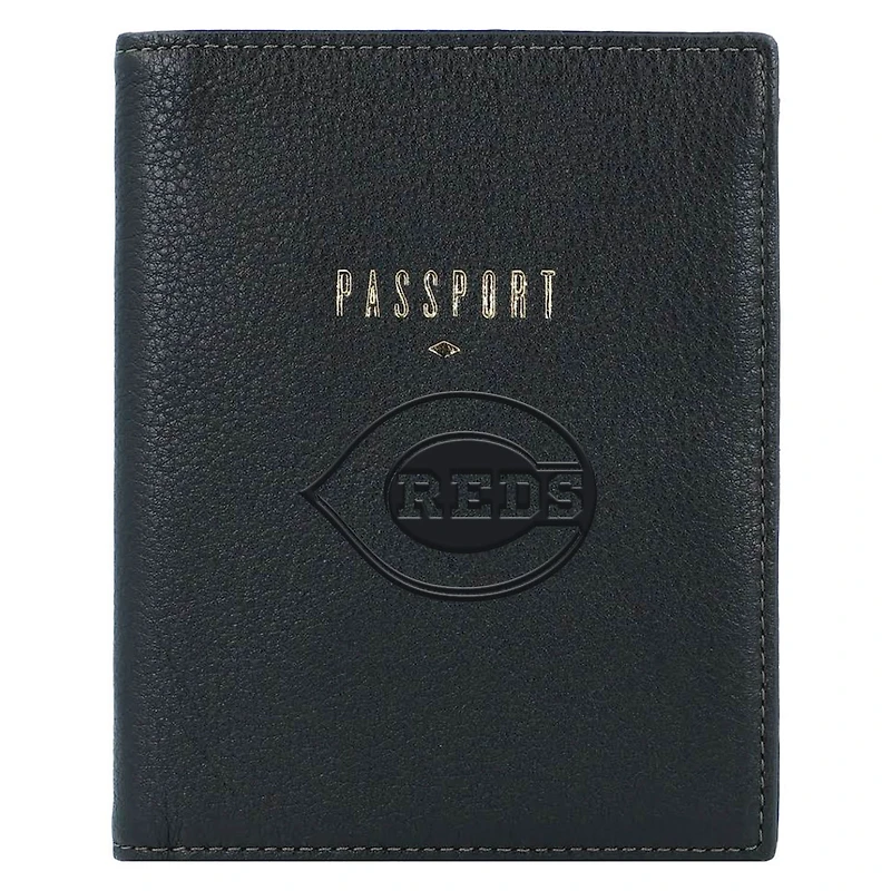Fossil Black Cincinnati Reds Travel RFID Passport Case