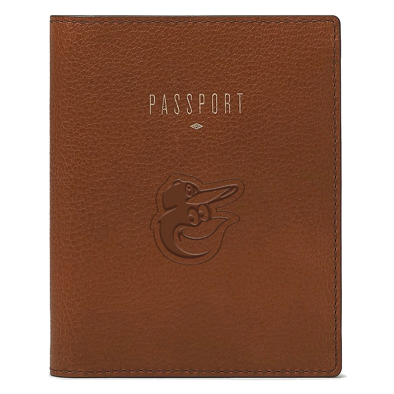 Fossil Brown Baltimore Orioles Travel RFID Passport Case
