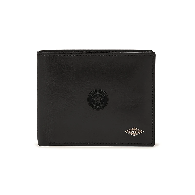 Fossil Black Houston Astros Ryan RFID Passcase Wallet