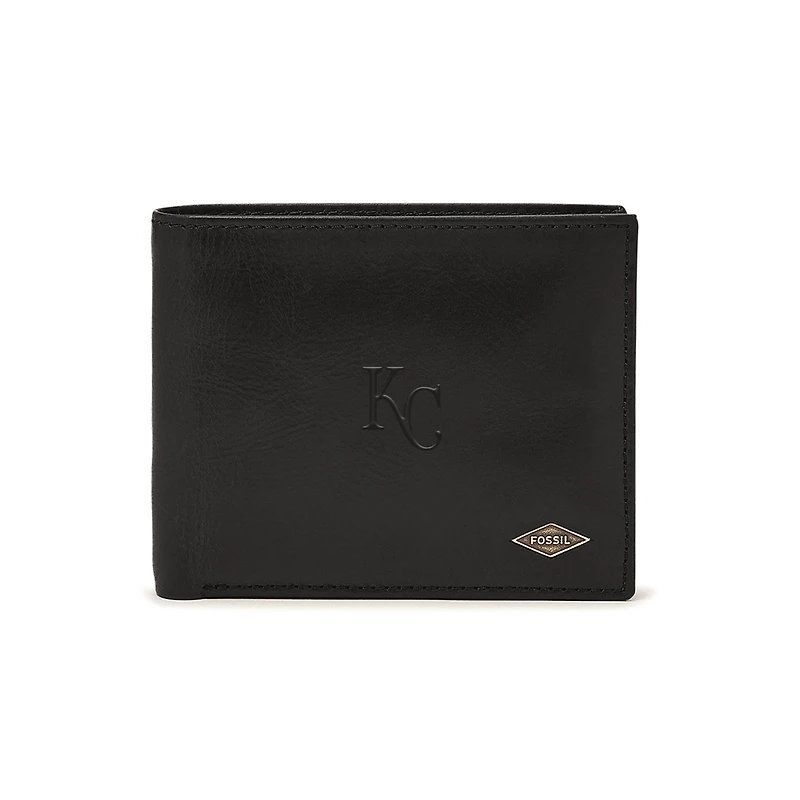 Fossil Black Kansas City Royals Ryan RFID Passcase Wallet
