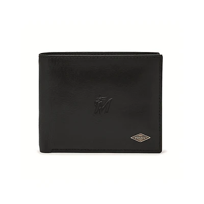 Fossil Black Miami Marlins Ryan RFID Passcase Wallet