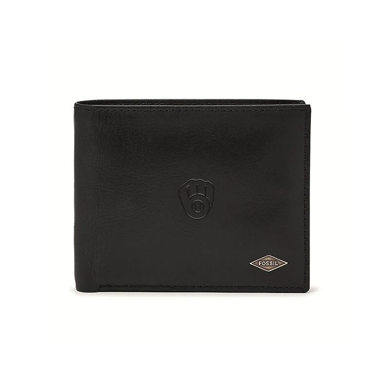 Fossil Black Milwaukee Brewers Ryan RFID Passcase Wallet
