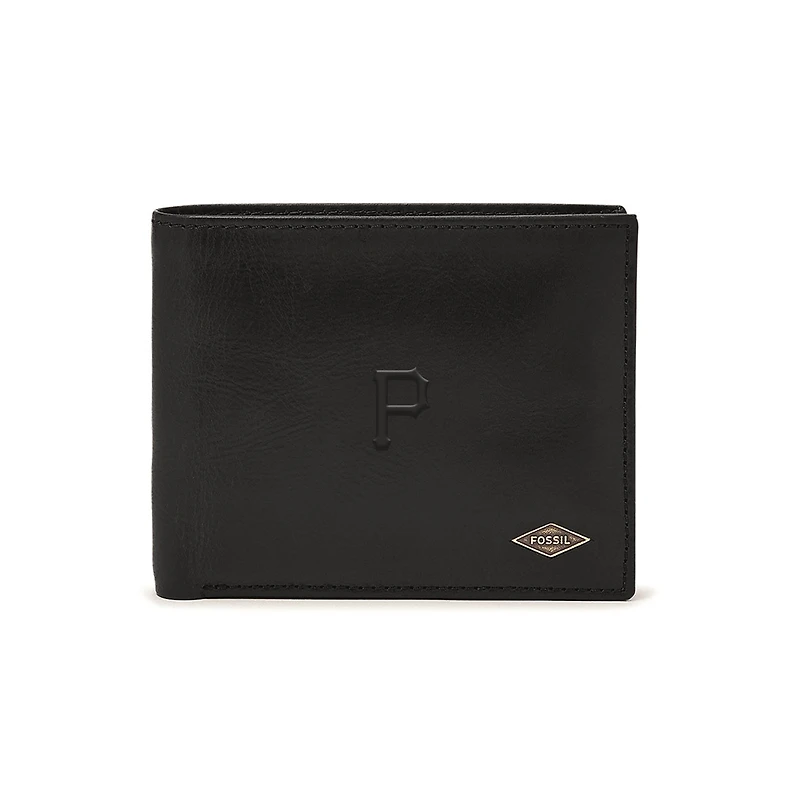 Fossil Black Pittsburgh Pirates Ryan RFID Passcase Wallet