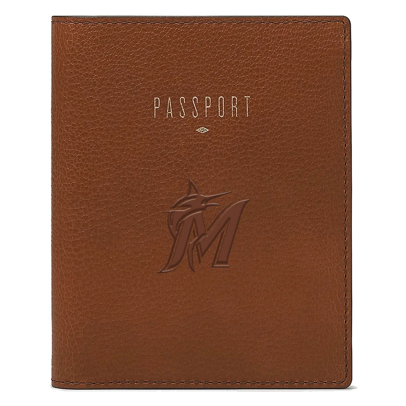 Fossil Brown Miami Marlins Travel RFID Passport Case
