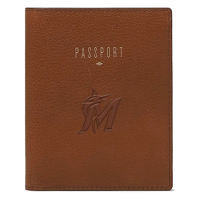Fossil Brown Miami Marlins Travel RFID Passport Case