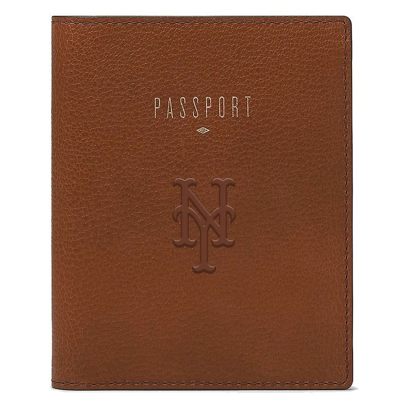 Fossil Brown New York Mets Travel RFID Passport Case