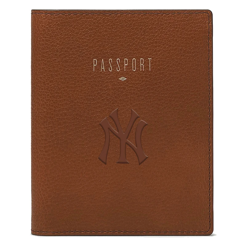 Fossil Brown New York Yankees Travel RFID Passport Case