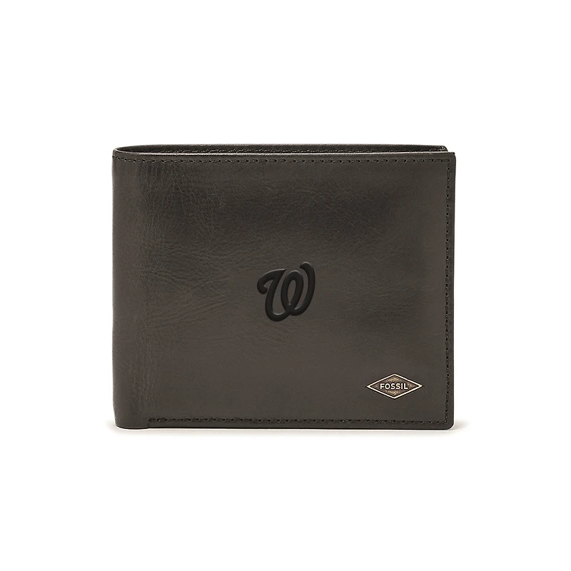 Fossil Black Washington Nationals Ryan RFID Passcase Wallet