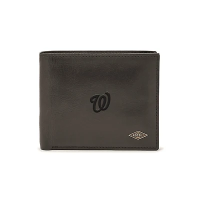 Fossil Black Washington Nationals Ryan RFID Passcase Wallet
