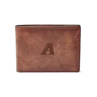Fossil Brown Arizona Diamondbacks Leather Derrick Front Pocket Bifold Wallet