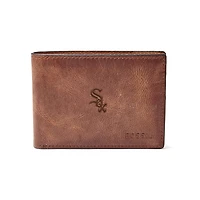 Fossil Brown Chicago White Sox Leather Derrick Front Pocket Bifold Wallet