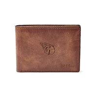 Fossil Brown Cleveland Guardians Leather Derrick Front Pocket Bifold Wallet