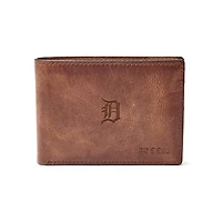 Fossil Brown Detroit Tigers Leather Derrick Front Pocket Bifold Wallet