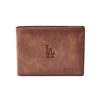 Fossil Brown Los Angeles Dodgers Leather Derrick Front Pocket Bifold Wallet