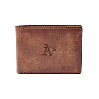 Fossil Brown Athletics Leather Derrick Front Pocket Bifold Wallet