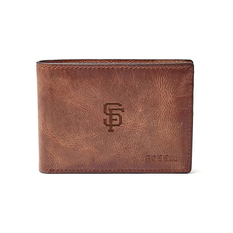 Fossil Brown San Francisco Giants Leather Derrick Front Pocket Bifold Wallet