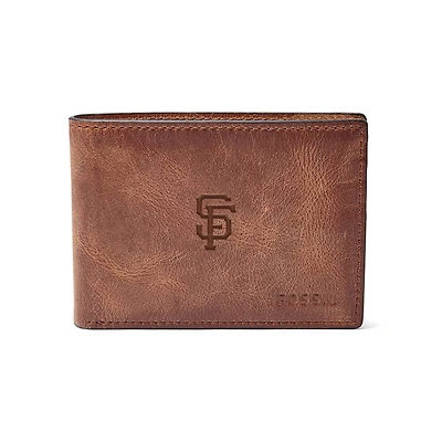 Fossil Brown San Francisco Giants Leather Derrick Front Pocket Bifold Wallet