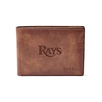 Fossil Brown Tampa Bay Rays Leather Derrick Front Pocket Bifold Wallet
