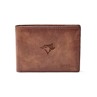 Fossil Brown Toronto Blue Jays Leather Derrick Front Pocket Bifold Wallet
