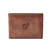 Fossil Brown Washington Nationals Leather Derrick Front Pocket Bifold Wallet