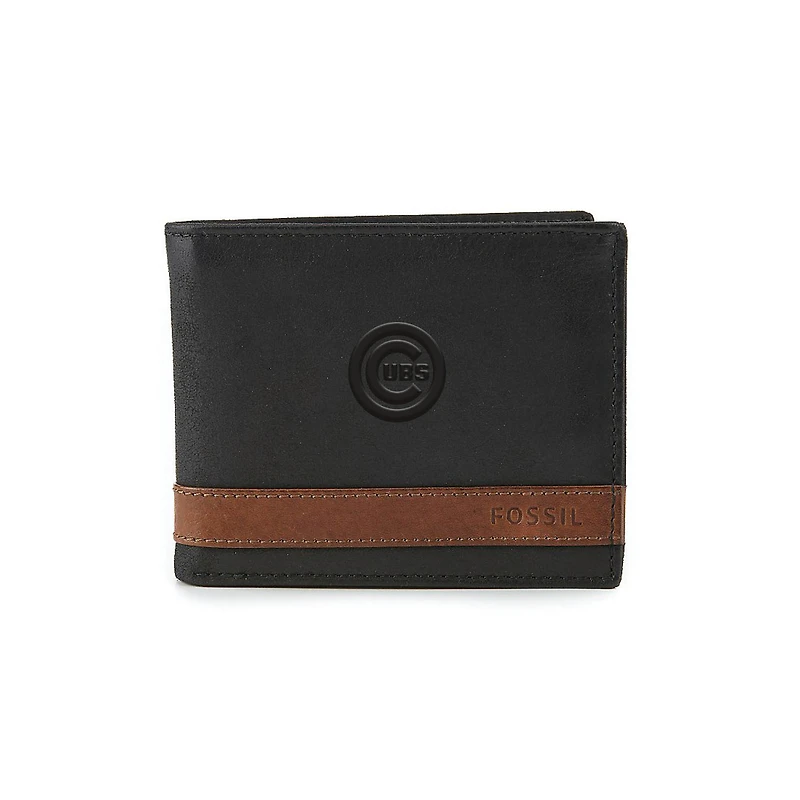Fossil Black Chicago Cubs Quinn Flip ID Bifold Wallet