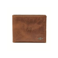Fossil Brown Milwaukee Brewers Ryan RFID Passcase Wallet