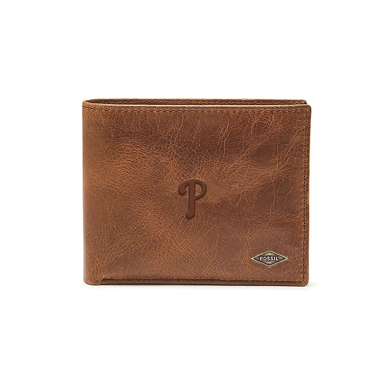 Fossil Brown Philadelphia Phillies Ryan RFID Passcase Wallet