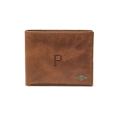 Fossil Brown Pittsburgh Pirates Ryan RFID Passcase Wallet