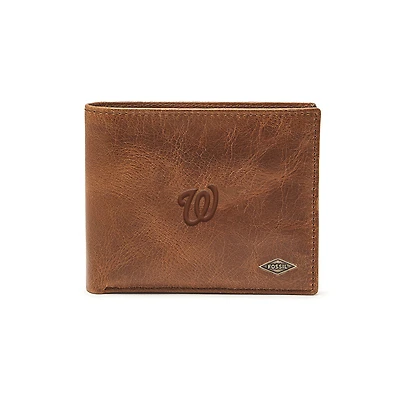 Fossil Brown Washington Nationals Ryan RFID Passcase Wallet