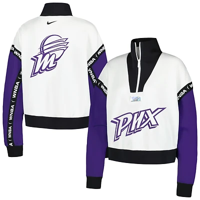 Women's Nike White Phoenix Mercury Buzzer Beaters Satin Stitch Quarter-Zip Pullover Jacket