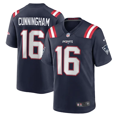 Men's Nike Malik Cunningham  Navy New England Patriots Team Game Jersey