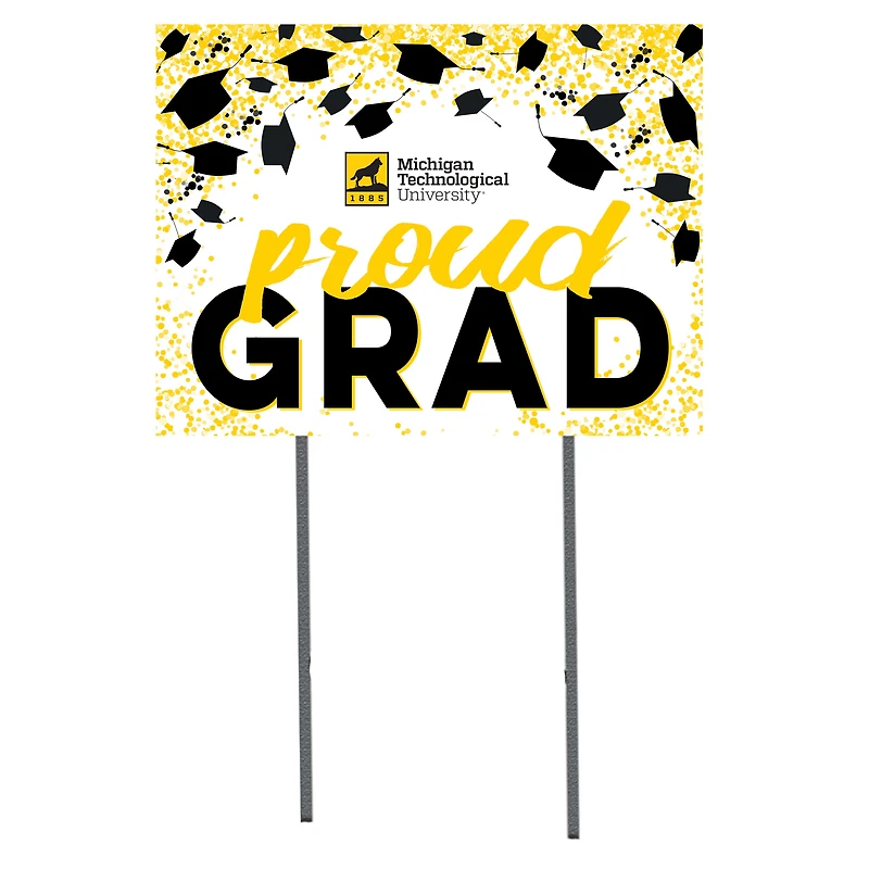Michigan Tech Huskies 18" x 24" Grad Hats Yard Sign