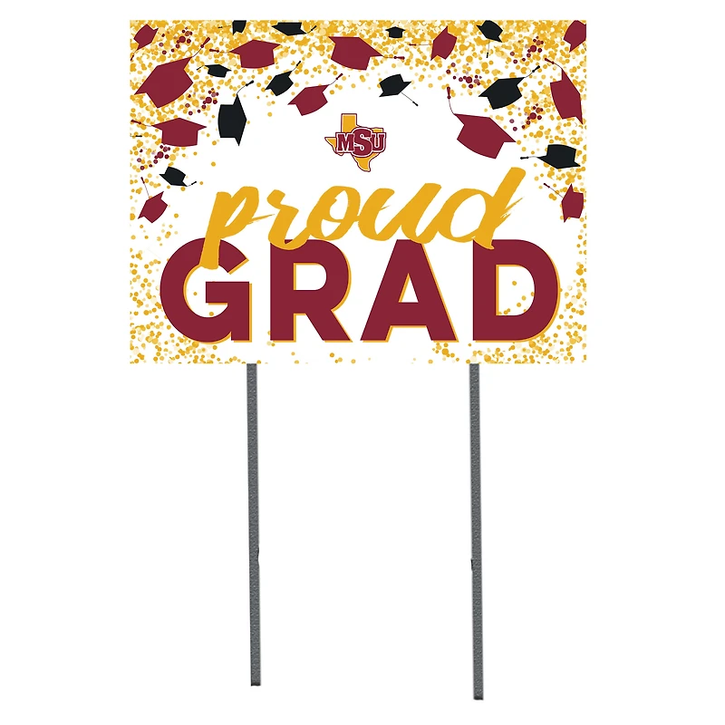 Midwestern State Mustangs 18" x 24" Grad Hats Yard Sign