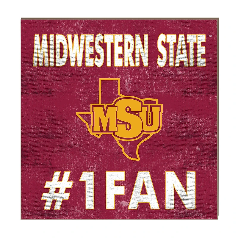 Midwestern State Mustangs 10" x 10" #1 Fan Plaque