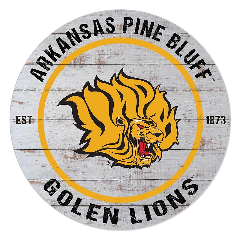 Arkansas Pine Bluff Golden Lions 20" Indoor/Outdoor Weathered Circle Sign