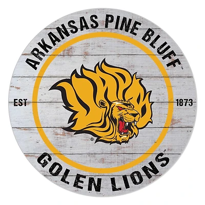 Arkansas Pine Bluff Golden Lions 20" Indoor/Outdoor Weathered Circle Sign