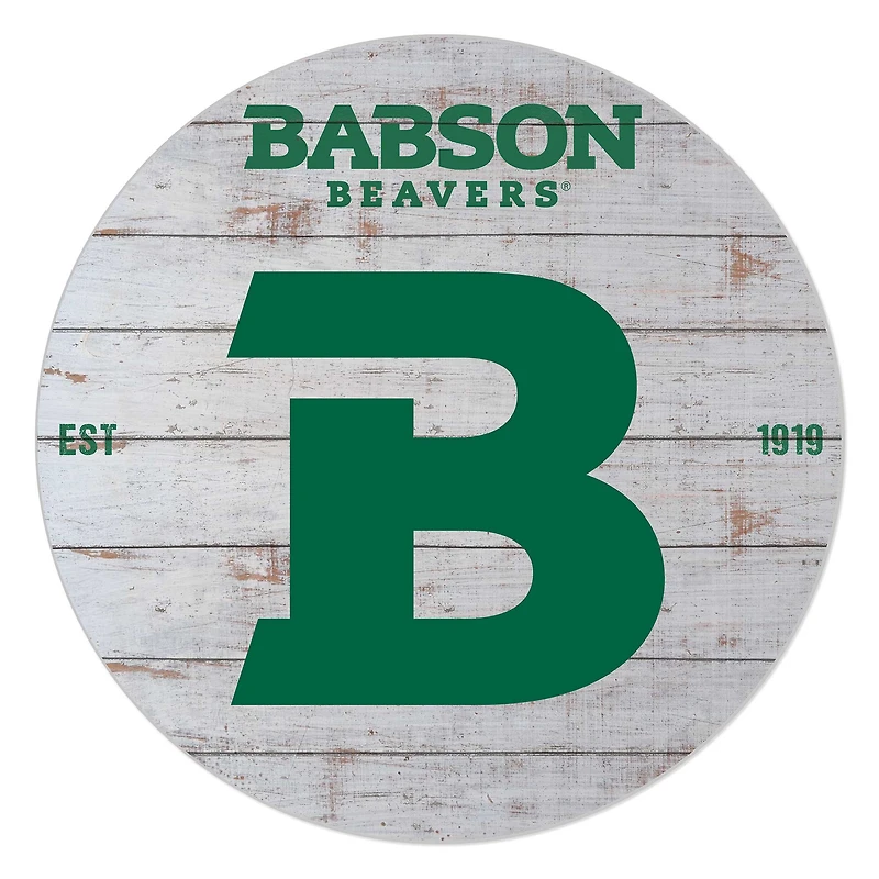 Babson Beavers 20" Indoor/Outdoor Weathered Circle Sign