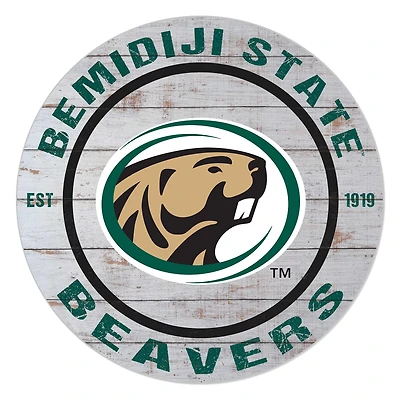 Bemidji State Beavers 20" Indoor/Outdoor Weathered Circle Sign